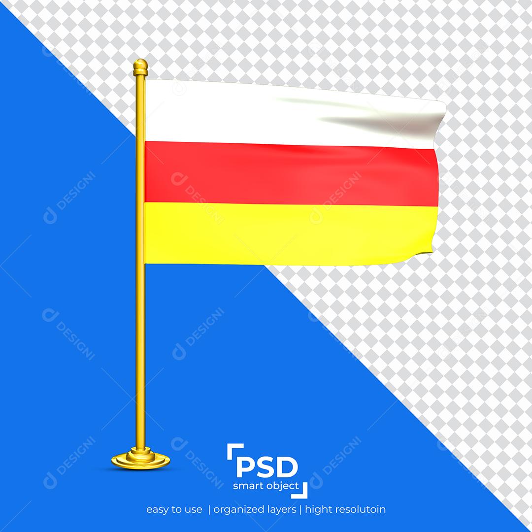 Bandeira da Ossétia do Norte Alânia Elemento 3D Para Composição PSD