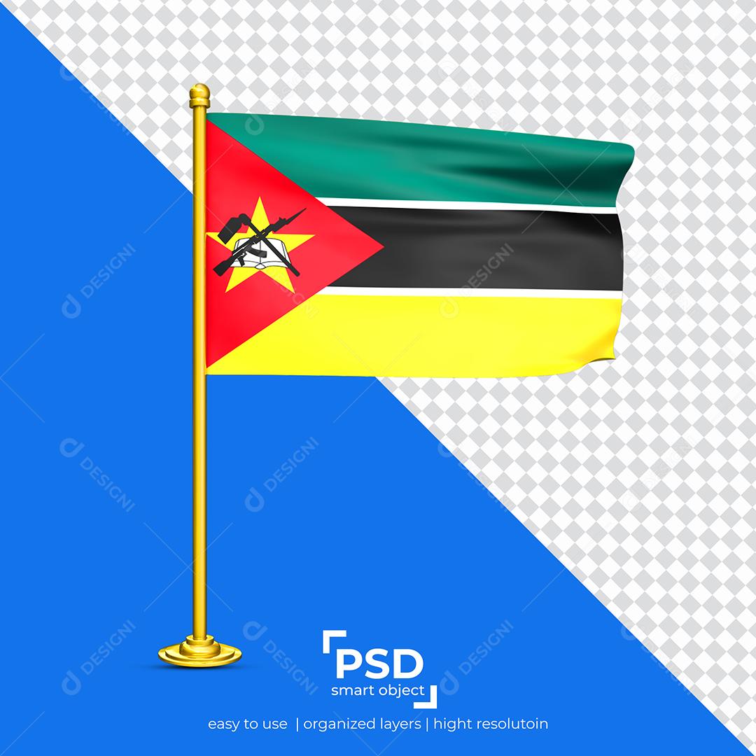 Bandeira de Moçambique Elemento 3D Para Composição PSD