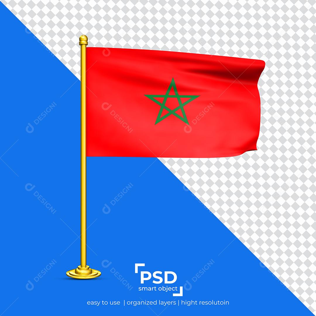 Bandeira de Marrocos Elemento 3D Para Composição PSD