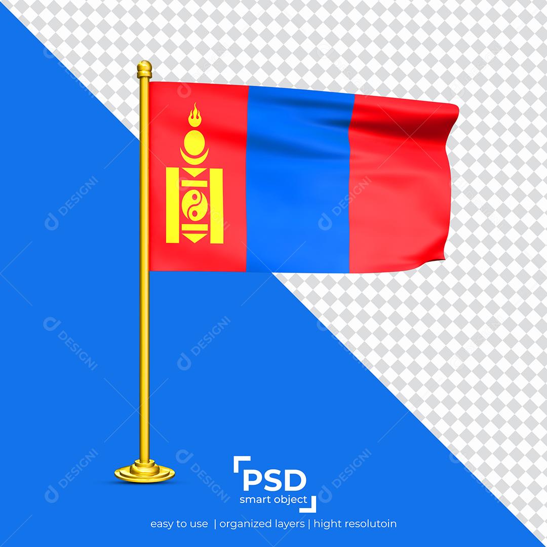 Bandeira do Mongólia Elemento 3D Para Composição PSD