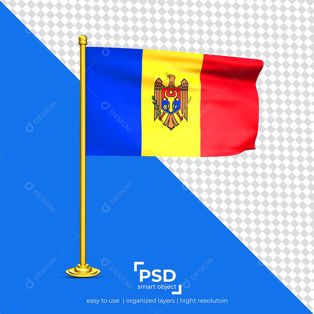 Bandeira de Moldávia Elemento 3D Para Composição PSD