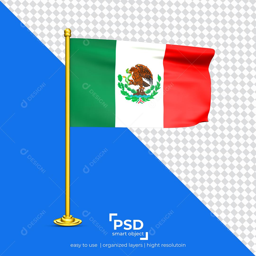 Bandeira do México Elemento 3D Para Composição PSD
