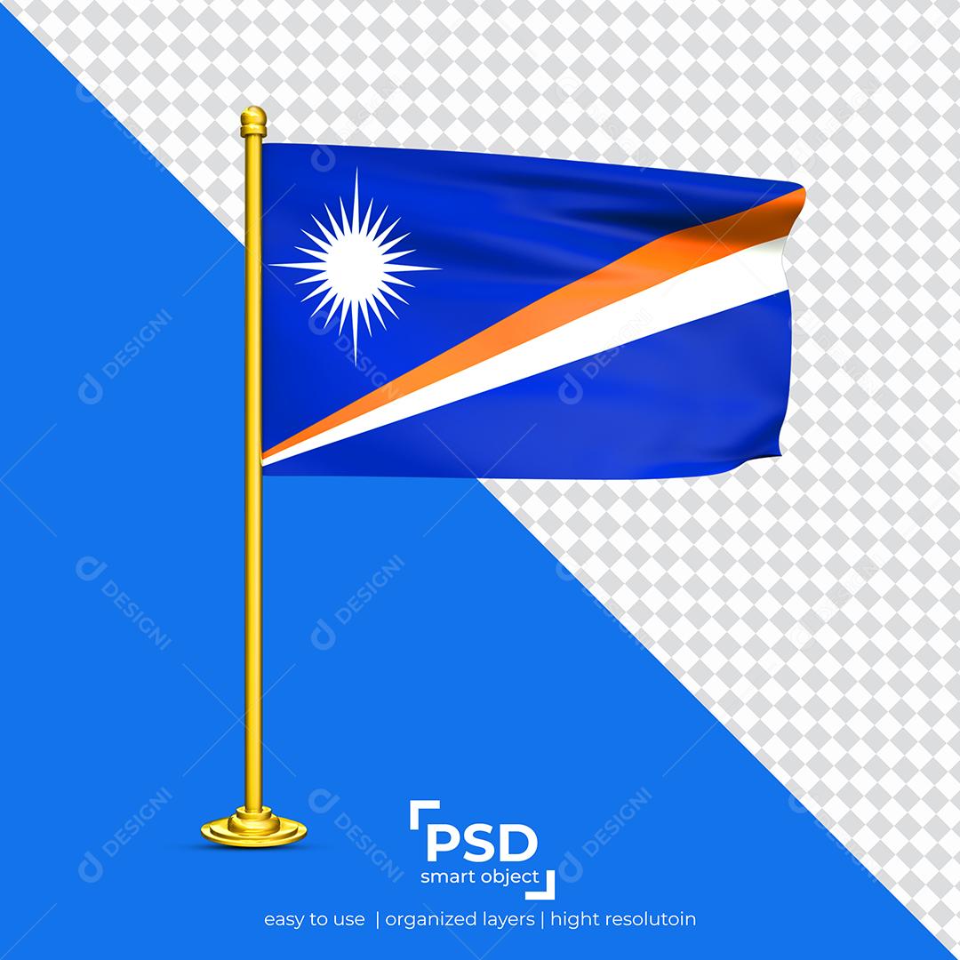 Bandeira de Ilhas Marshall Elemento 3D Para Composição PSD
