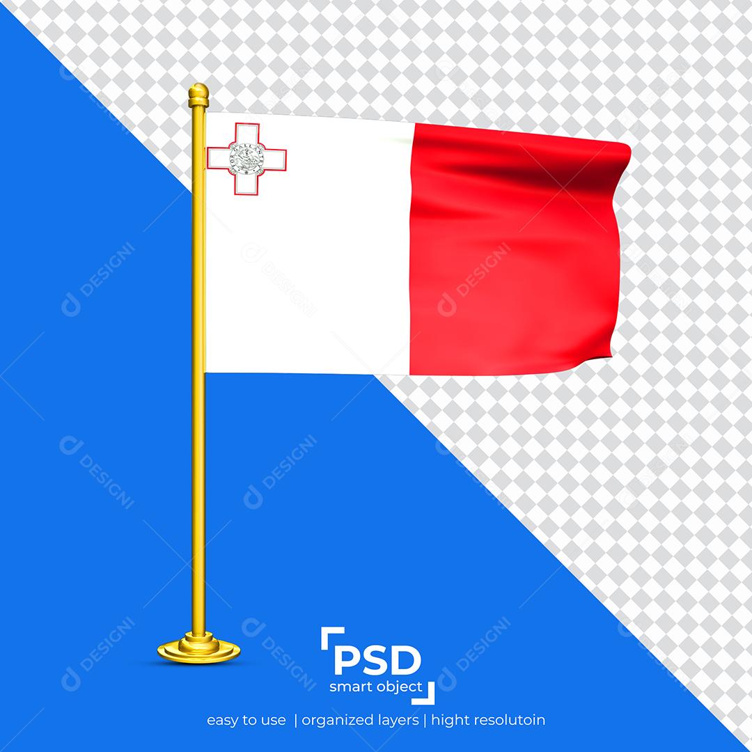Bandeira de Malta Elemento 3D Para Composição PSD