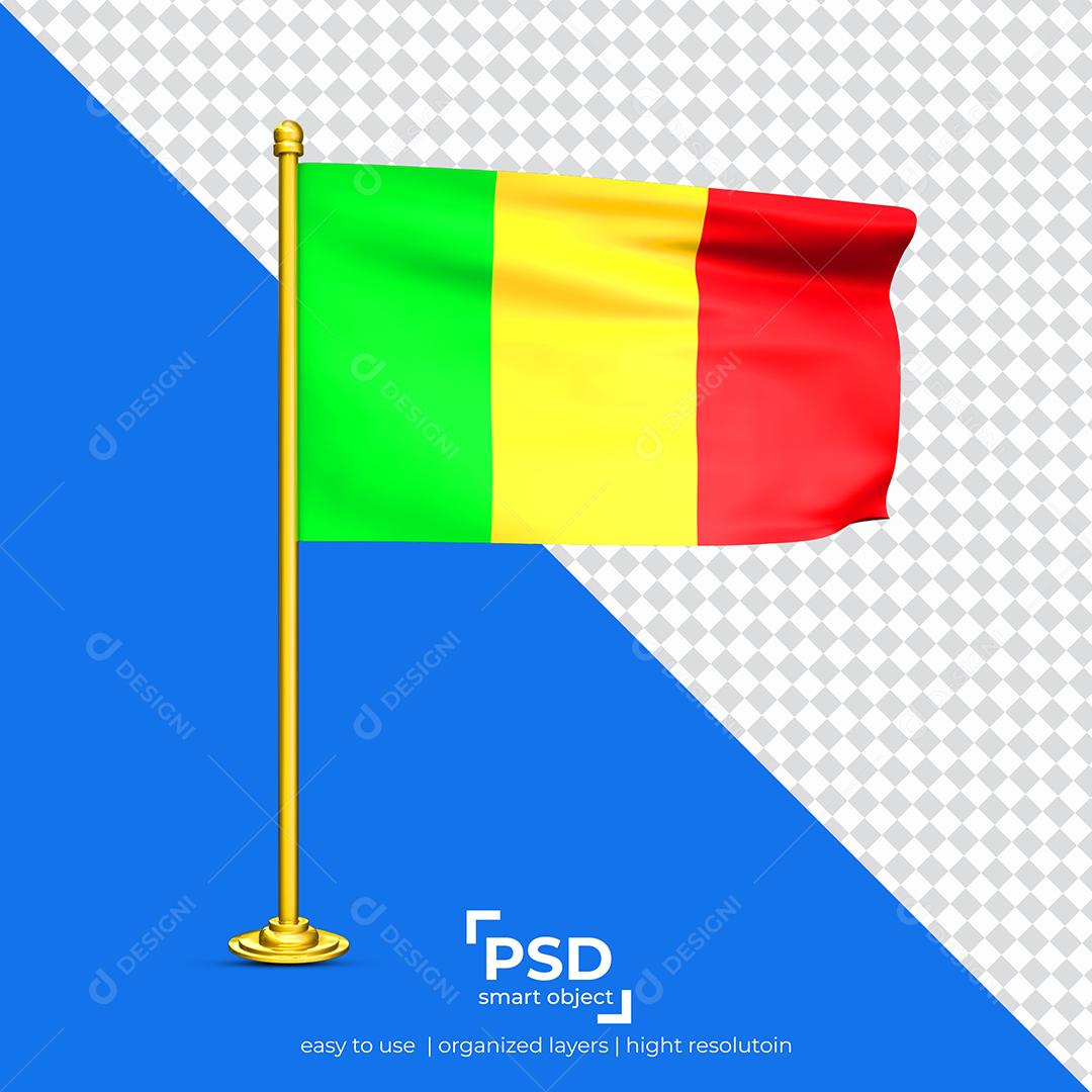 Bandeira de Mali Elemento 3D Para Composição PSD