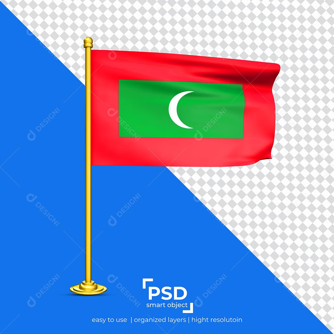 Bandeira de Maldivas Elemento 3D Para Composição PSD