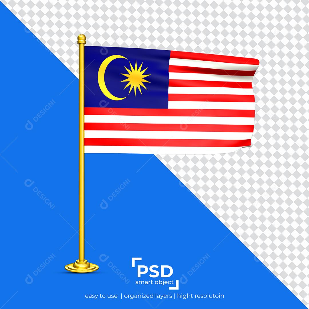 Bandeira da Malásia Elemento 3D Para Composição PSD