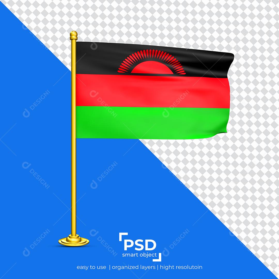 Bandeira de Malawi Elemento 3D Para Composição PSD