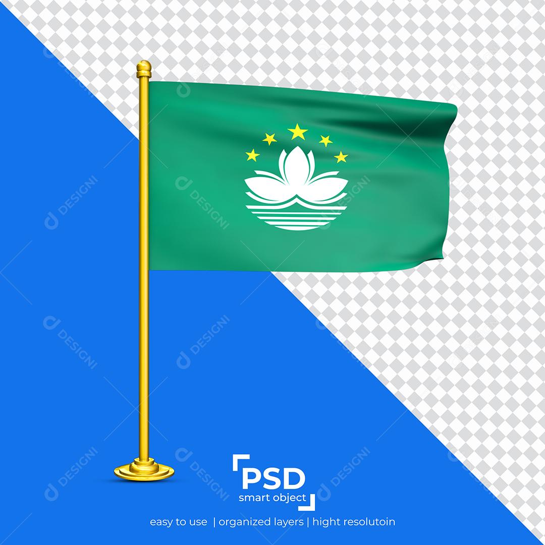 Bandeira do Macau Elemento 3D Para Composição PSD