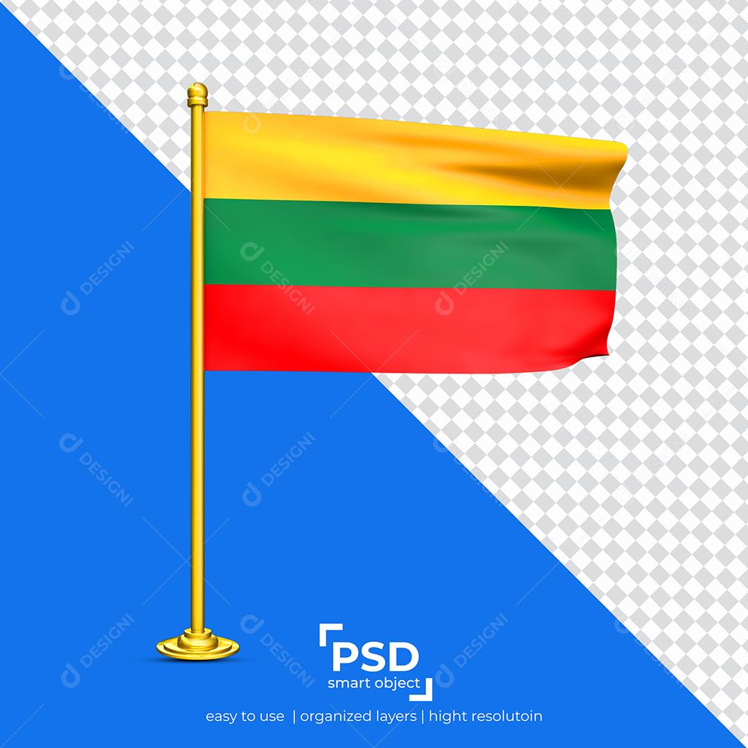 Bandeira do Lituânia Elemento 3D Para Composição PSD