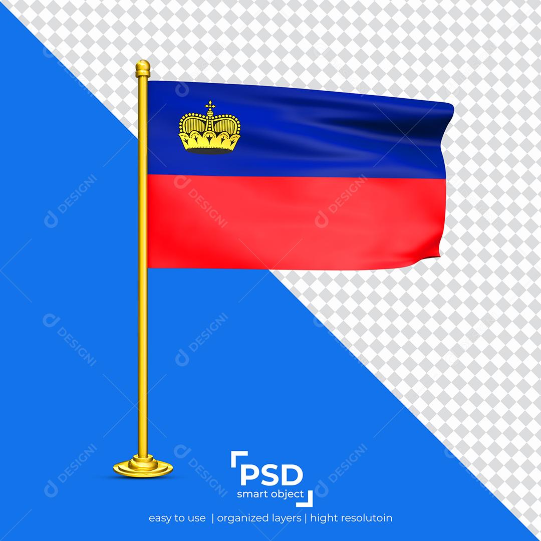 Bandeira do Liechtenstein Elemento 3D Para Composição PSD