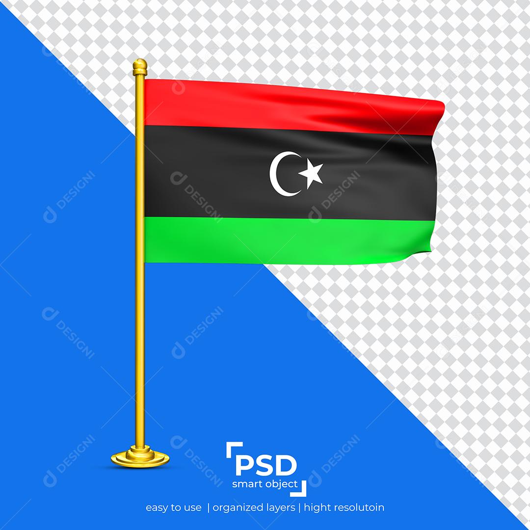 Bandeira da Líbia Elemento 3D Para Composição PSD
