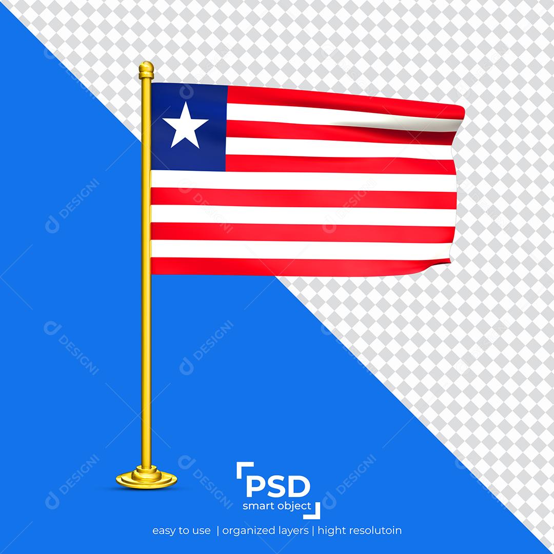 Bandeira da Libéria Elemento 3D Para Composição PSD