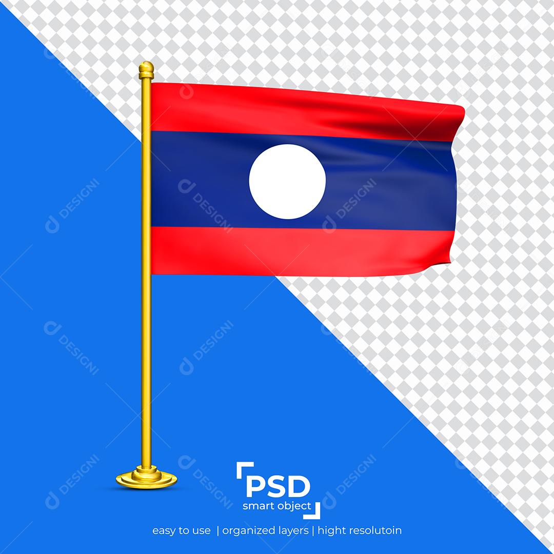 Bandeira do Laos Elemento 3D Para Composição PSD