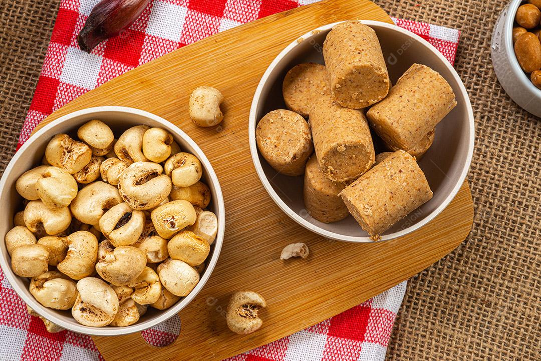 Doces típicos da festa junina brasileira - vista de cima