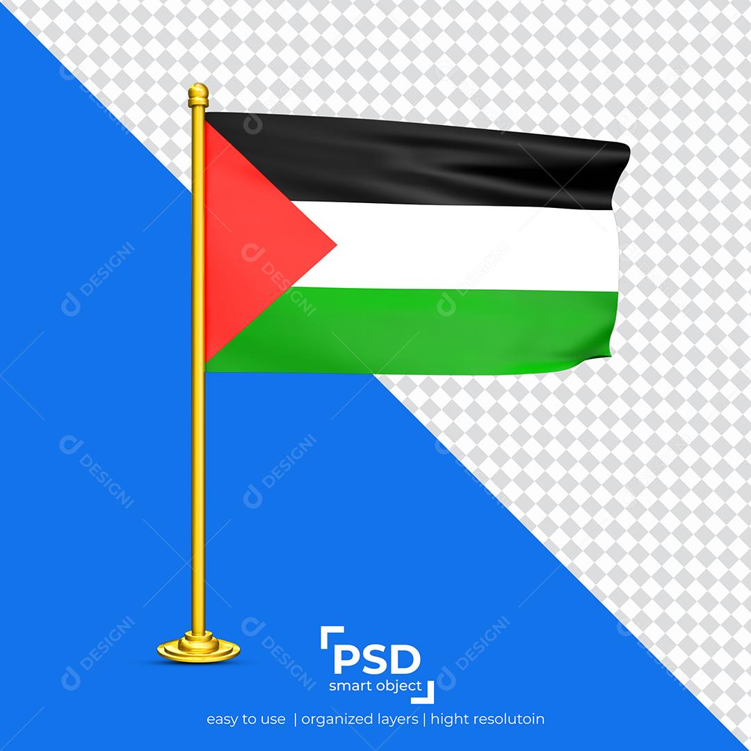 Bandeira Palestina Elemento 3D Para Composição PSD