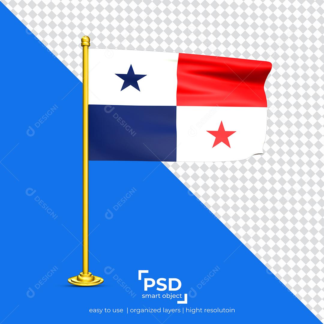 Bandeira do Panamá Elemento 3D Para Composição PSD