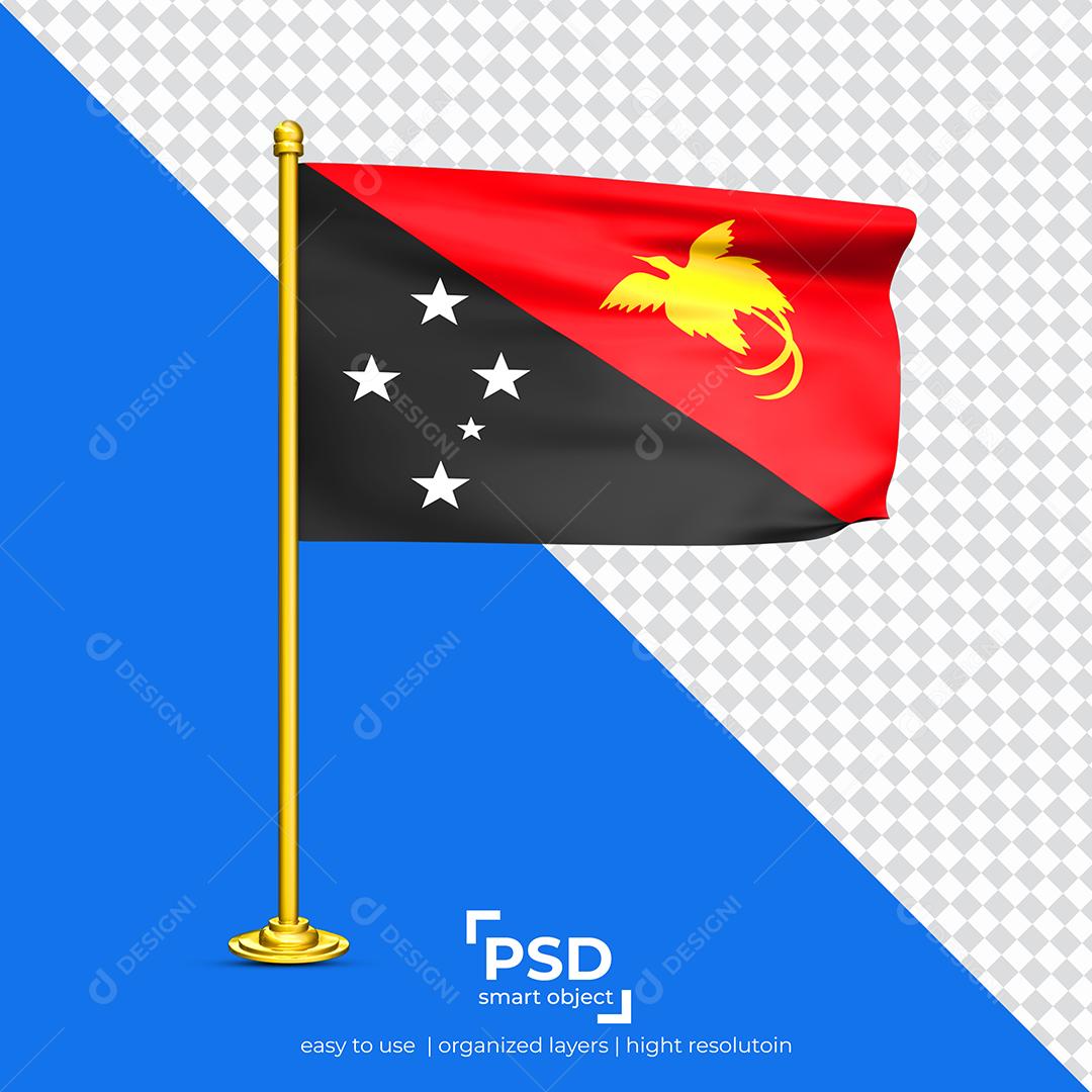Bandeira do Papua Nova Guiné Elemento 3D Para Composição PSD