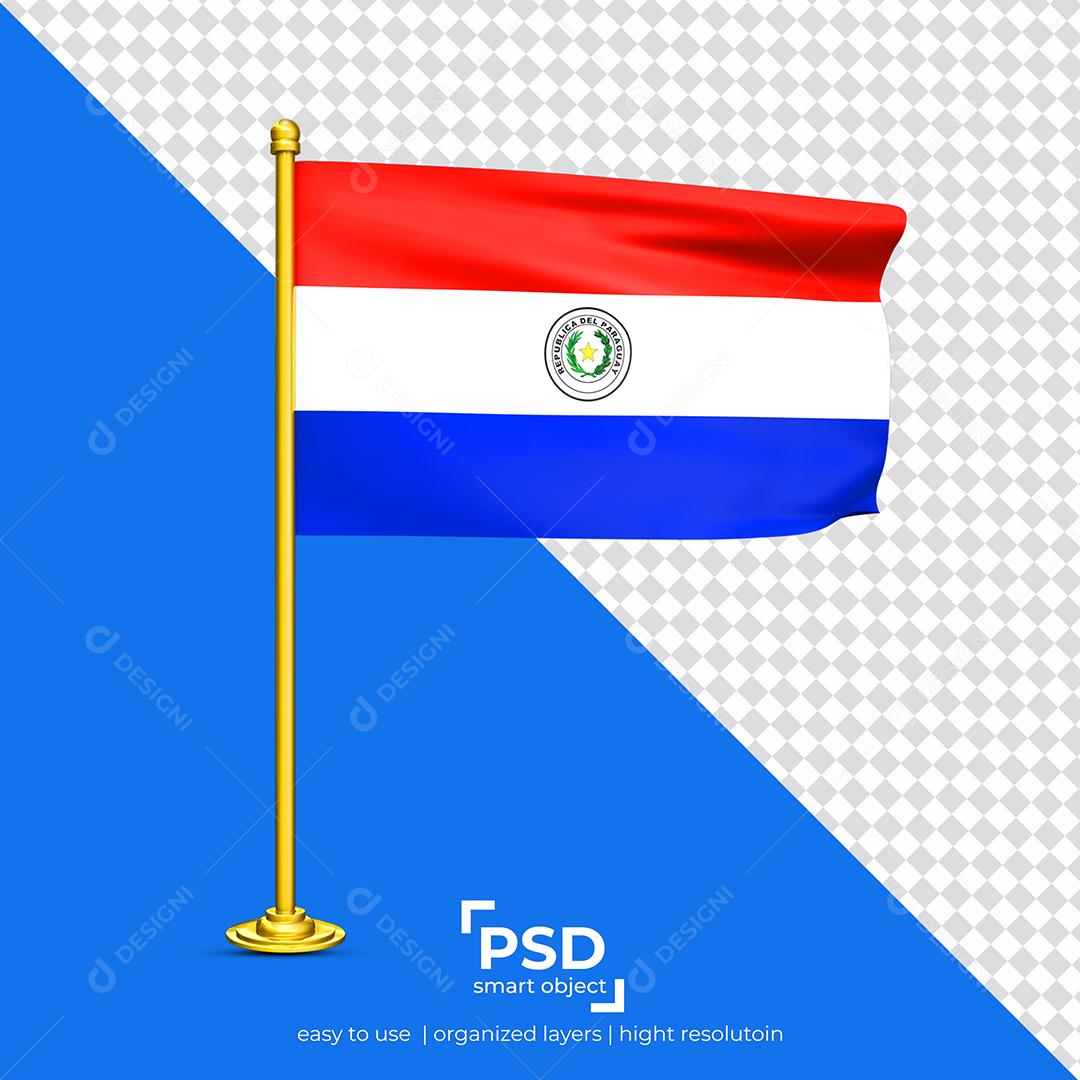 Bandeira do Paraguai Elemento 3D Para Composição PSD