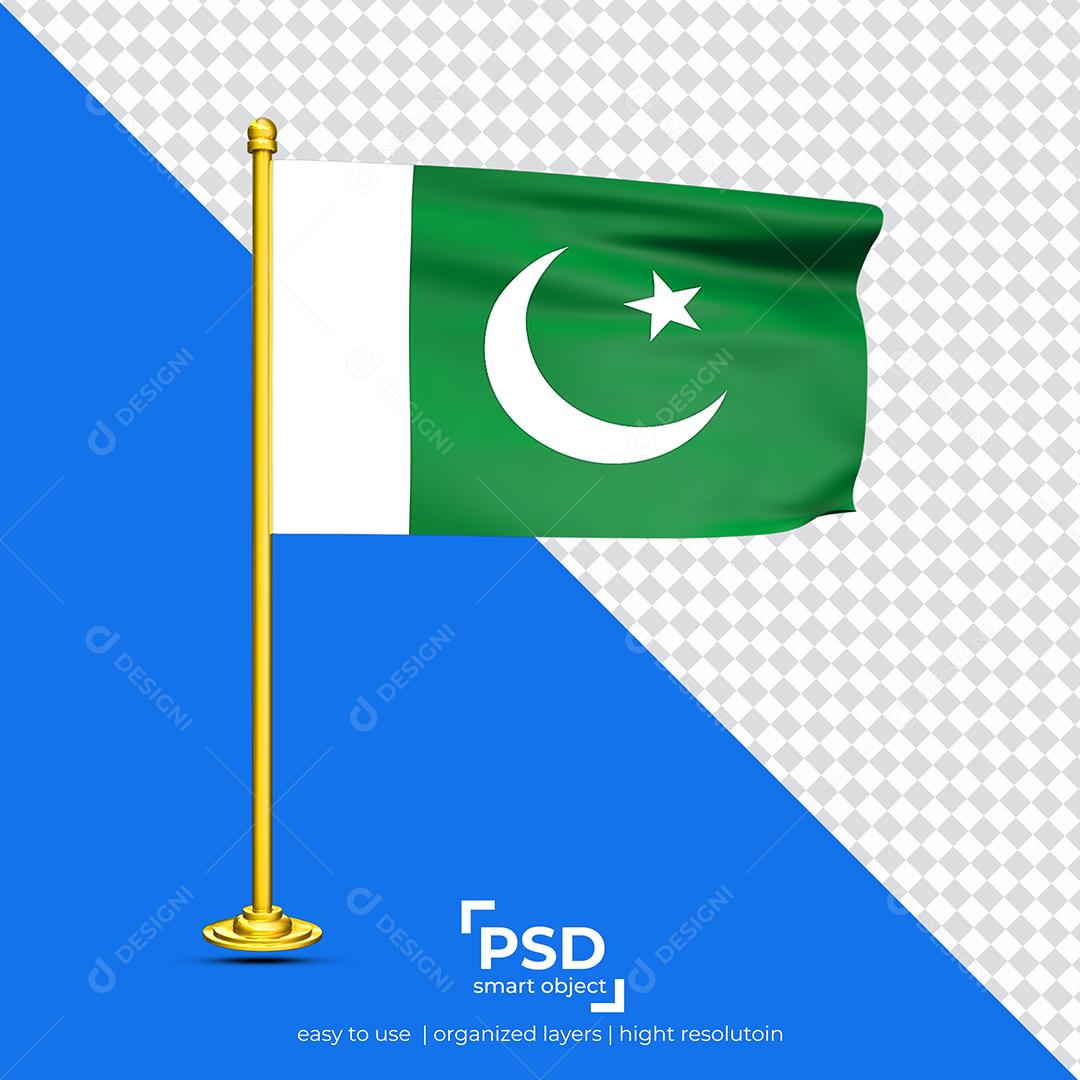 Bandeira do Paquistão Elemento 3D Para Composição PSD