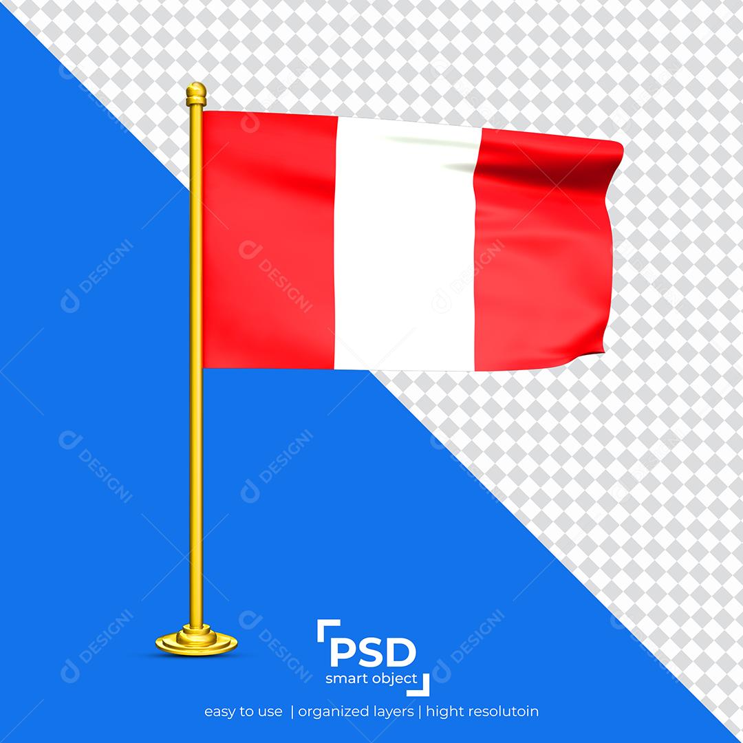 Bandeira do Peru Elemento 3D Para Composição PSD