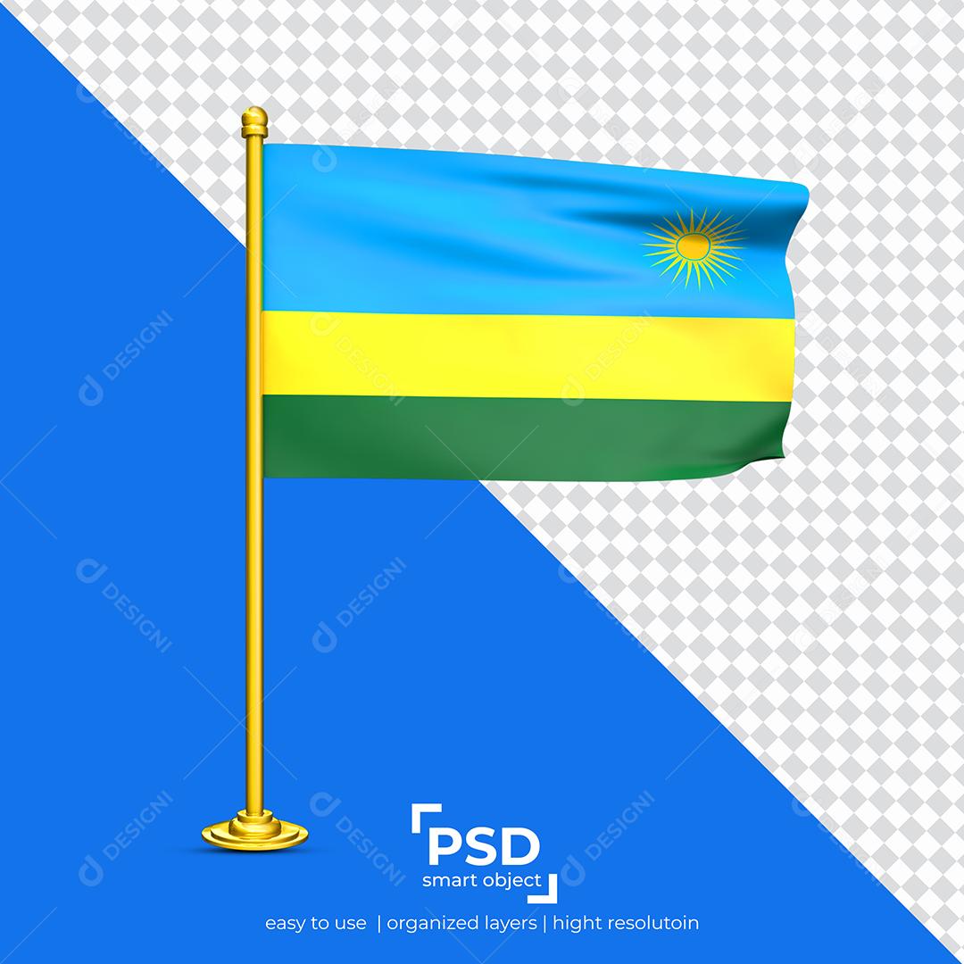 Bandeira da Ruanda Elemento 3D Para Composição PSD