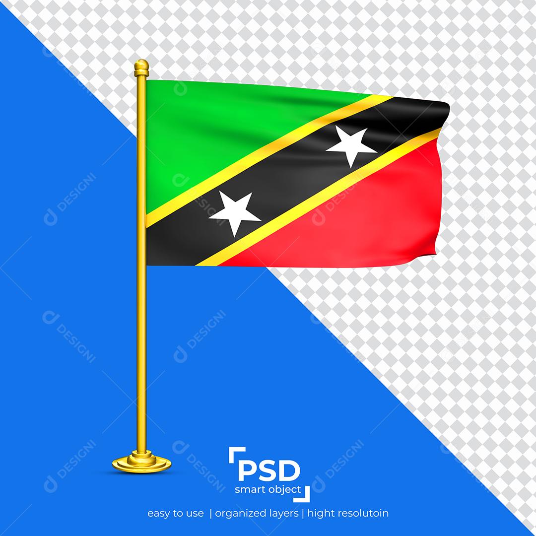 Bandeira de São Cristóvão e Névis Elemento 3D Para Composição PSD