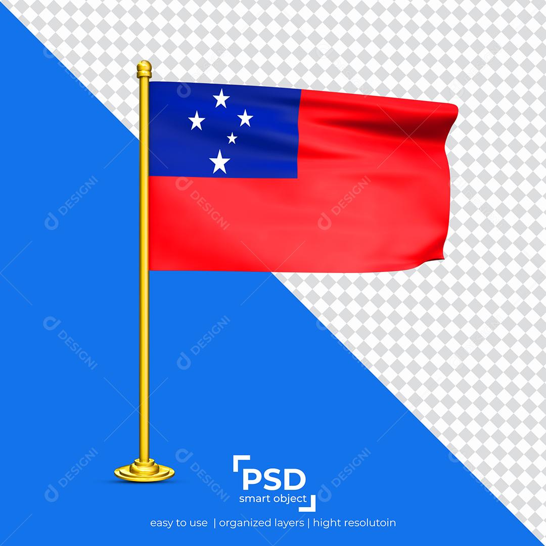 Bandeira de Samoa Elemento 3D Para Composição PSD
