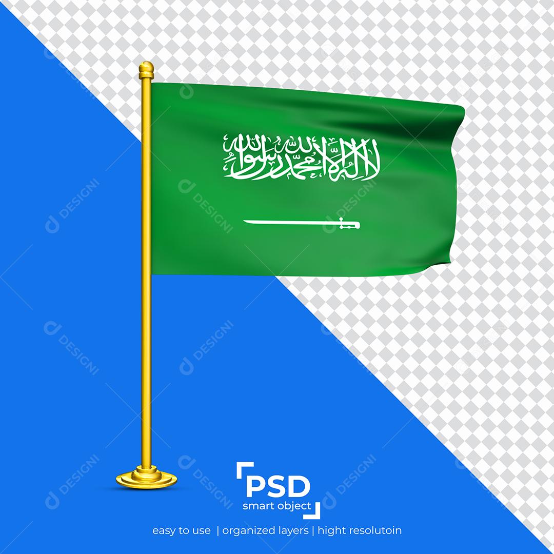 Bandeira da Arábia Saudita Elemento 3D Para Composição PSD