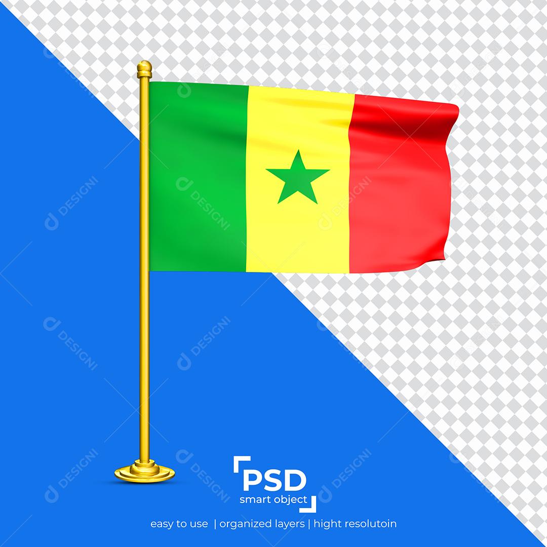 Bandeira de Senegal Elemento 3D Para Composição PSD