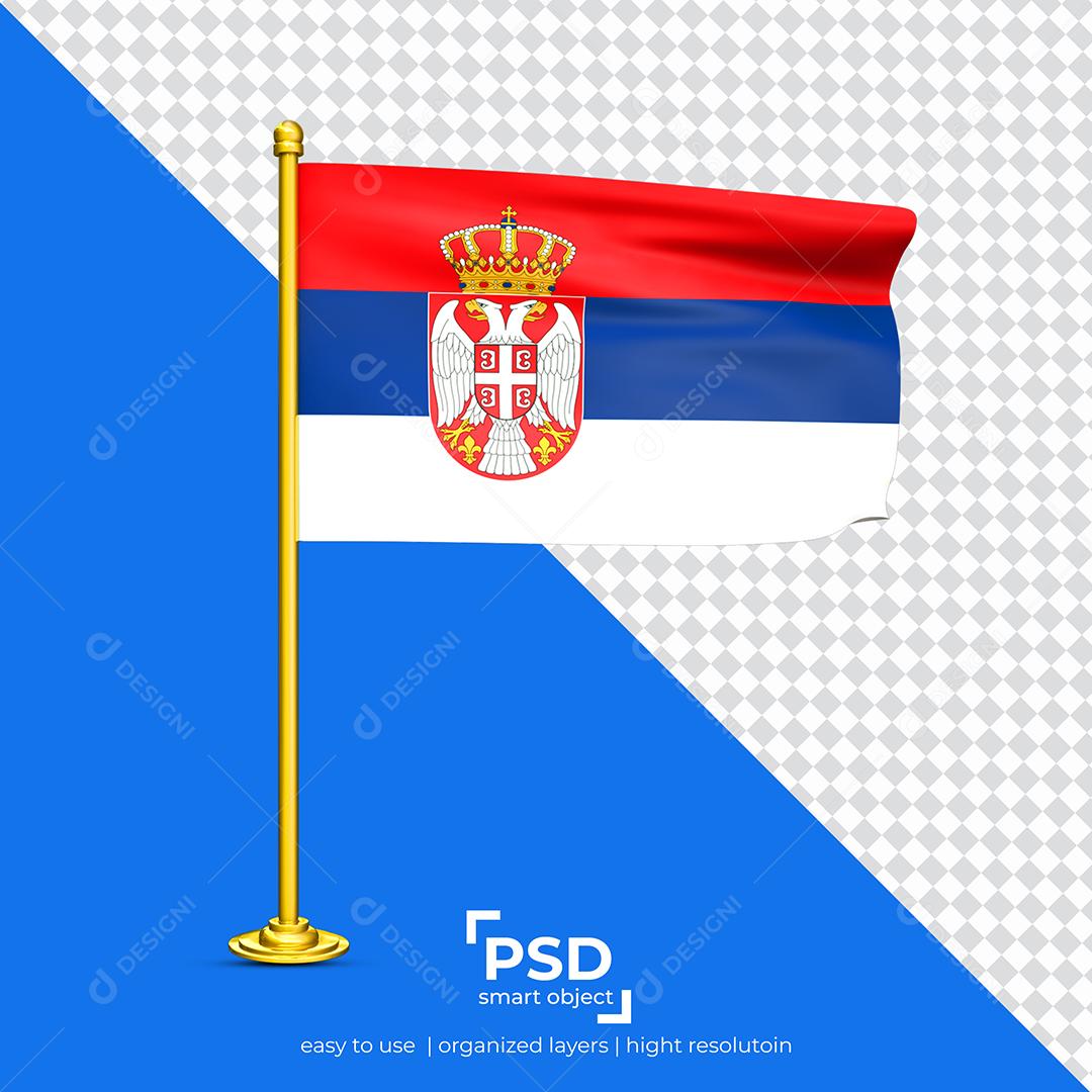 Bandeira da Sérvia Elemento 3D Para Composição PSD