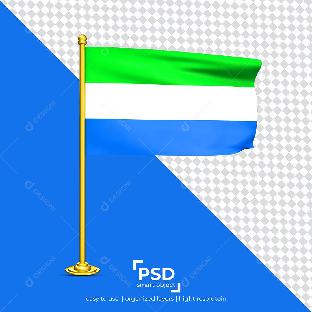 Bandeira da Serra Leoa Elemento 3D Para Composição PSD