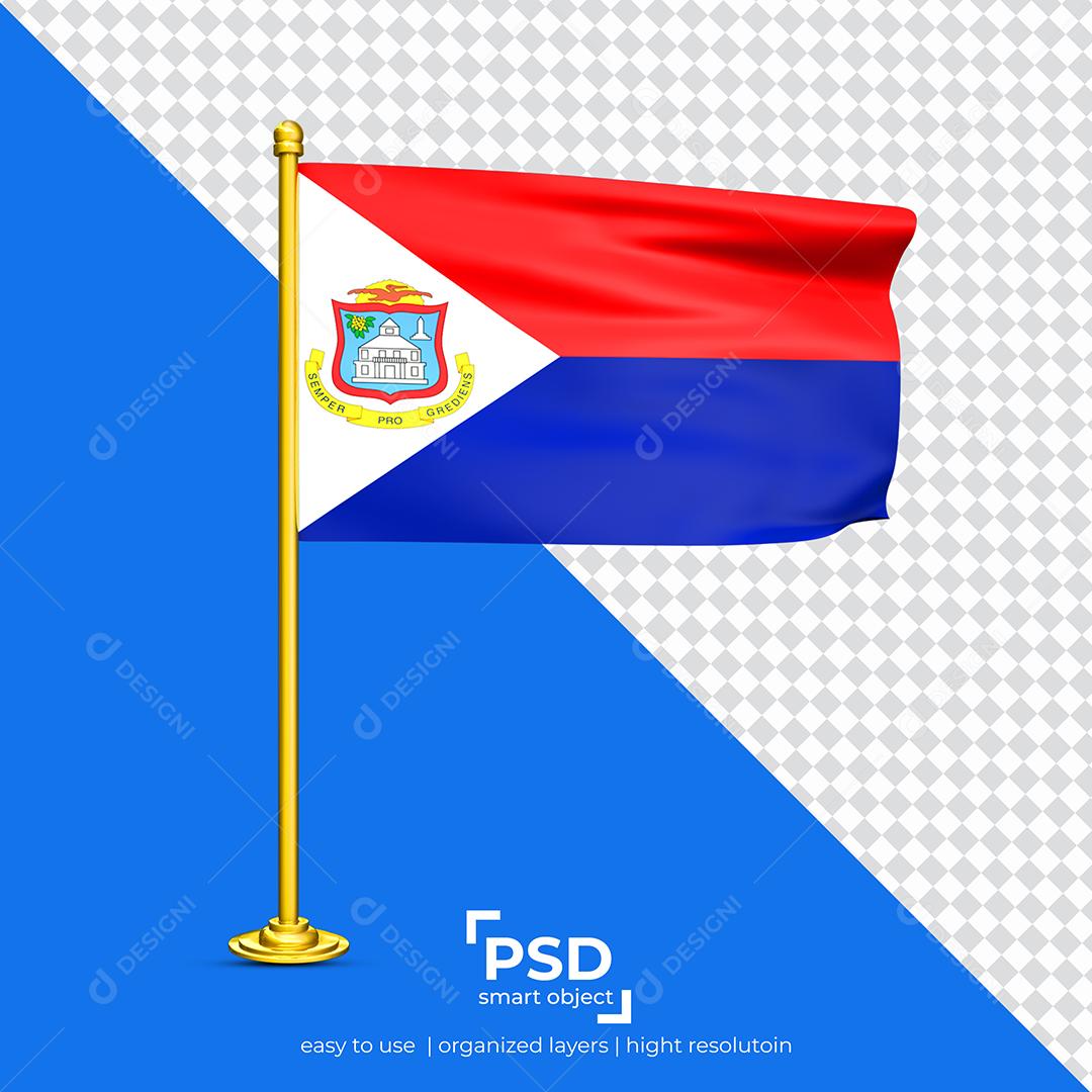 Bandeira de Sint Maarten Elemento 3D Para Composição PSD