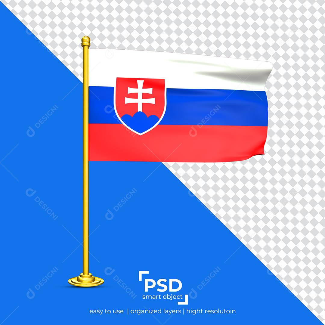 Bandeira de Eslováquia Elemento 3D Para Composição PSD