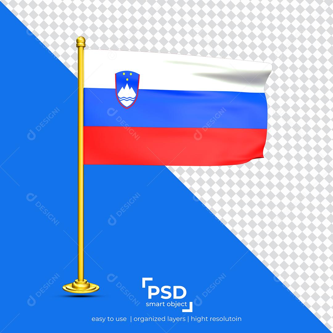 Bandeira da Eslovênia Elemento 3D Para Composição PSD