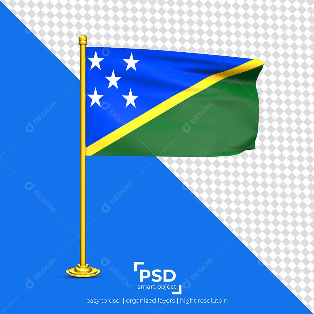 Bandeira Ilhas Salomão Elemento 3D Para Composição PSD