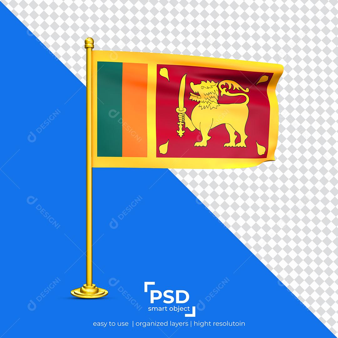 Bandeira da Sri Lanka Elemento 3D Para Composição PSD