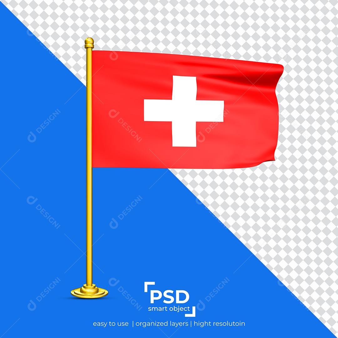 Bandeira da Suíça Elemento 3D Para Composição PSD