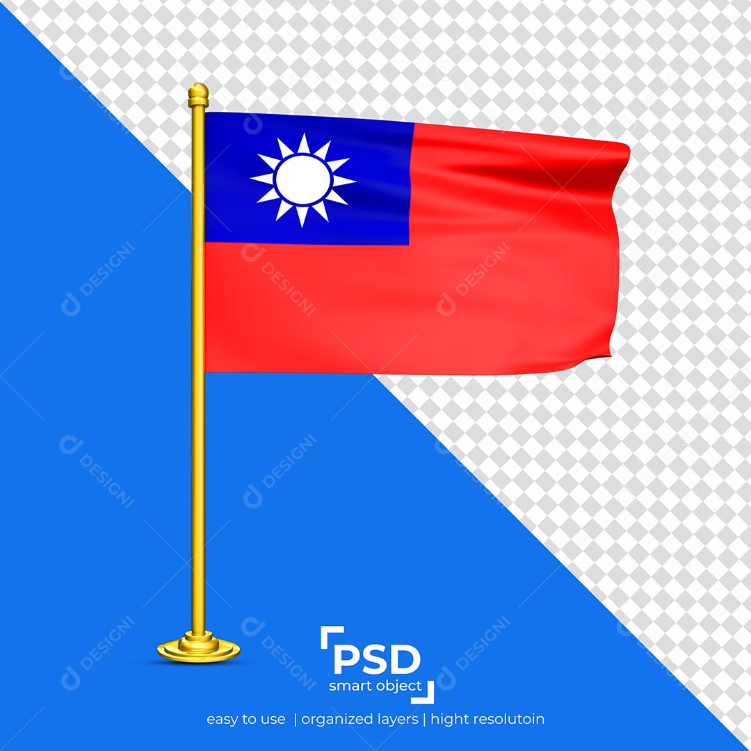 Bandeira de Taiwan Elemento 3D Para Composição PSD