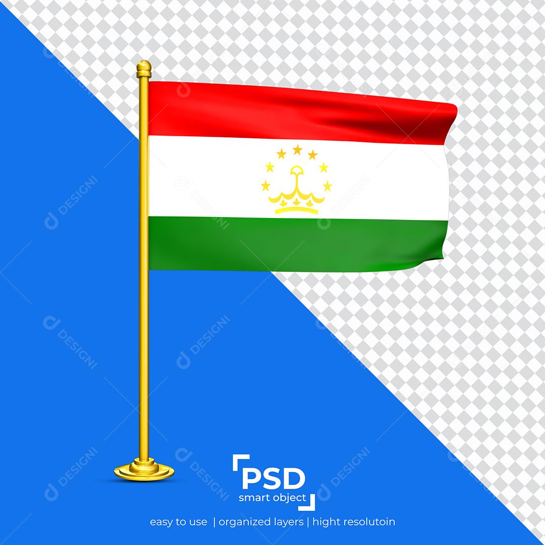 Bandeira do Tajiquistão Elemento 3D Para Composição PSD