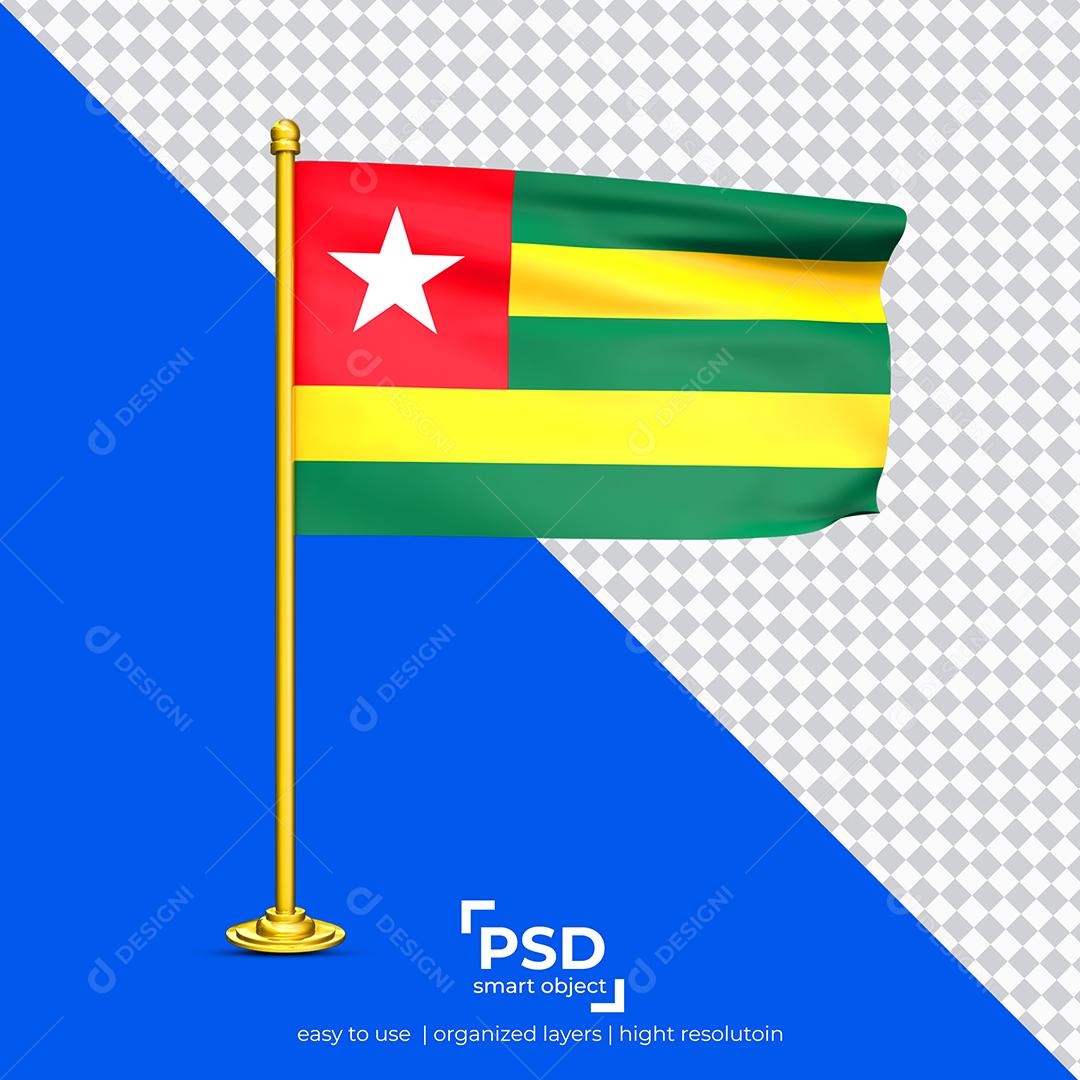 Bandeira do Togo Elemento 3D Para Composição PSD