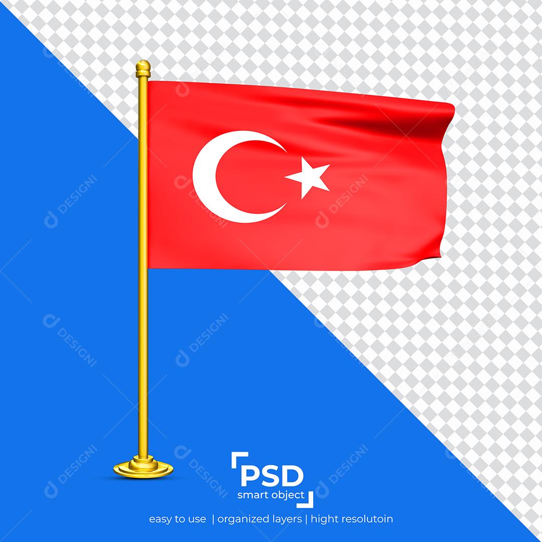 Bandeira da Turquia Elemento 3D Para Composição PSD