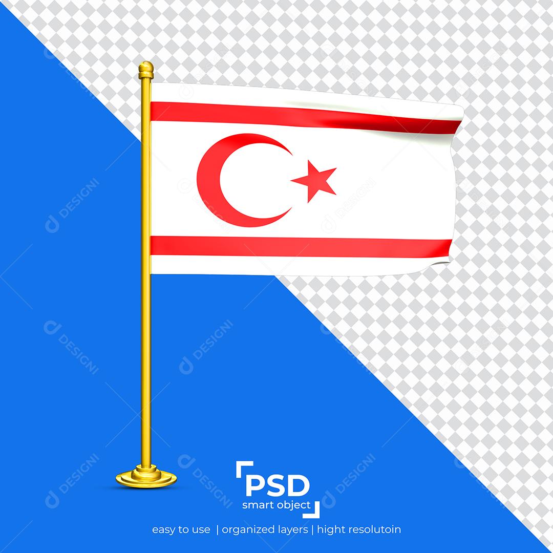 Bandeira do Norte do Chipre Elemento 3D Para Composição PSD