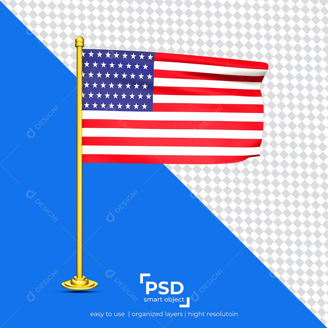 Bandeira dos Estados Unidos Elemento 3D Para Composição PSD