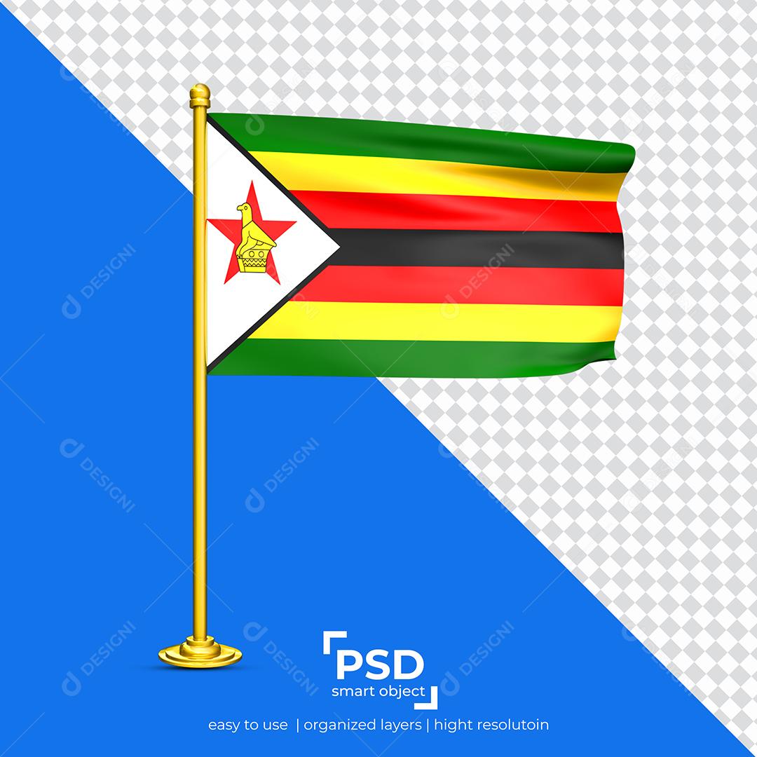 Bandeira da Zimbábue Elemento 3D Para Composição PSD
