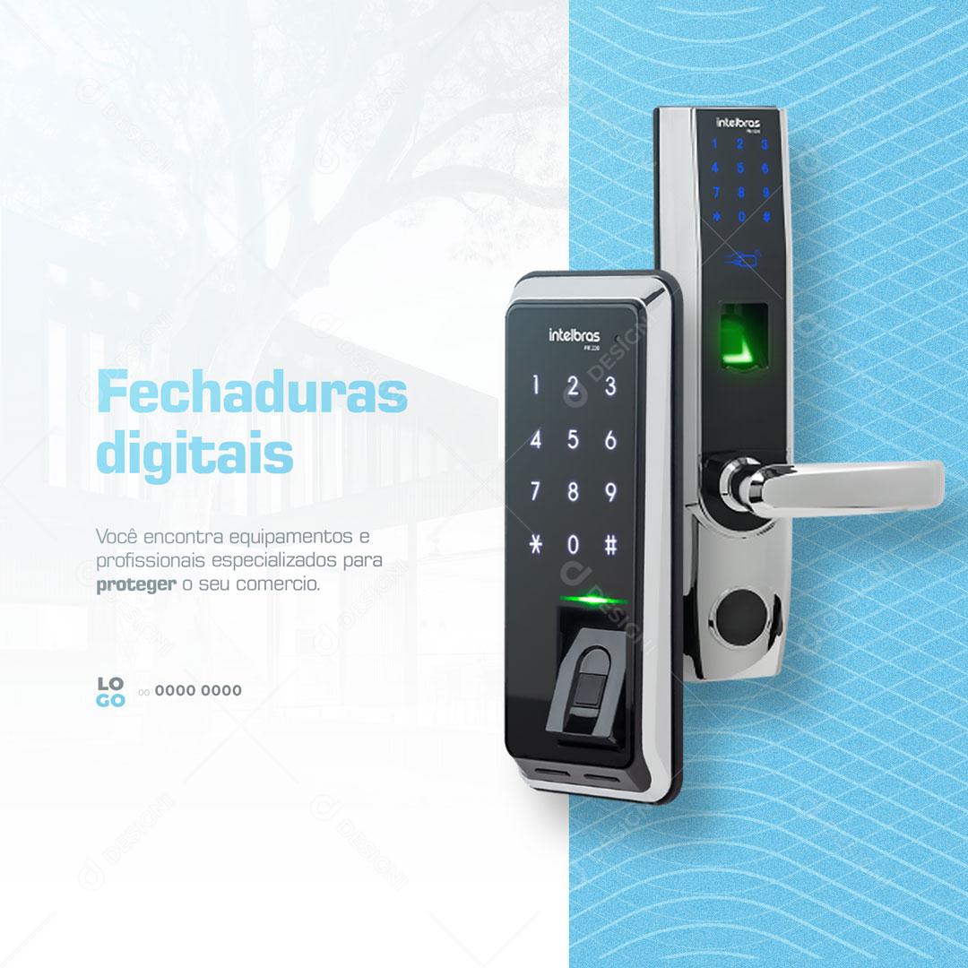 Social Media Segurança Eletrônica Fechaduras Digitais PSD Editável