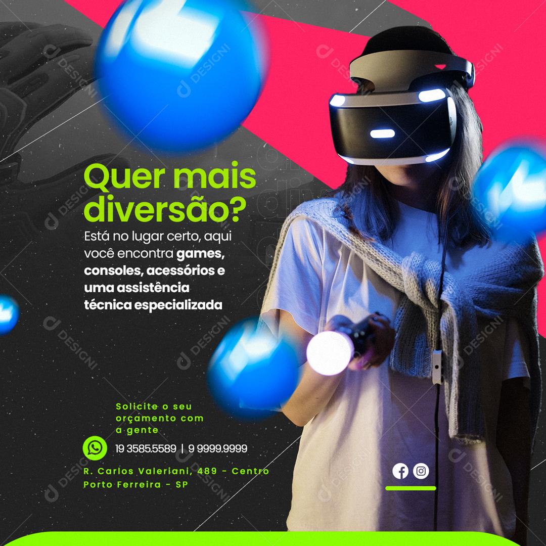 Social Media Eletrônicos Quer Mais Diversão PSD Editável