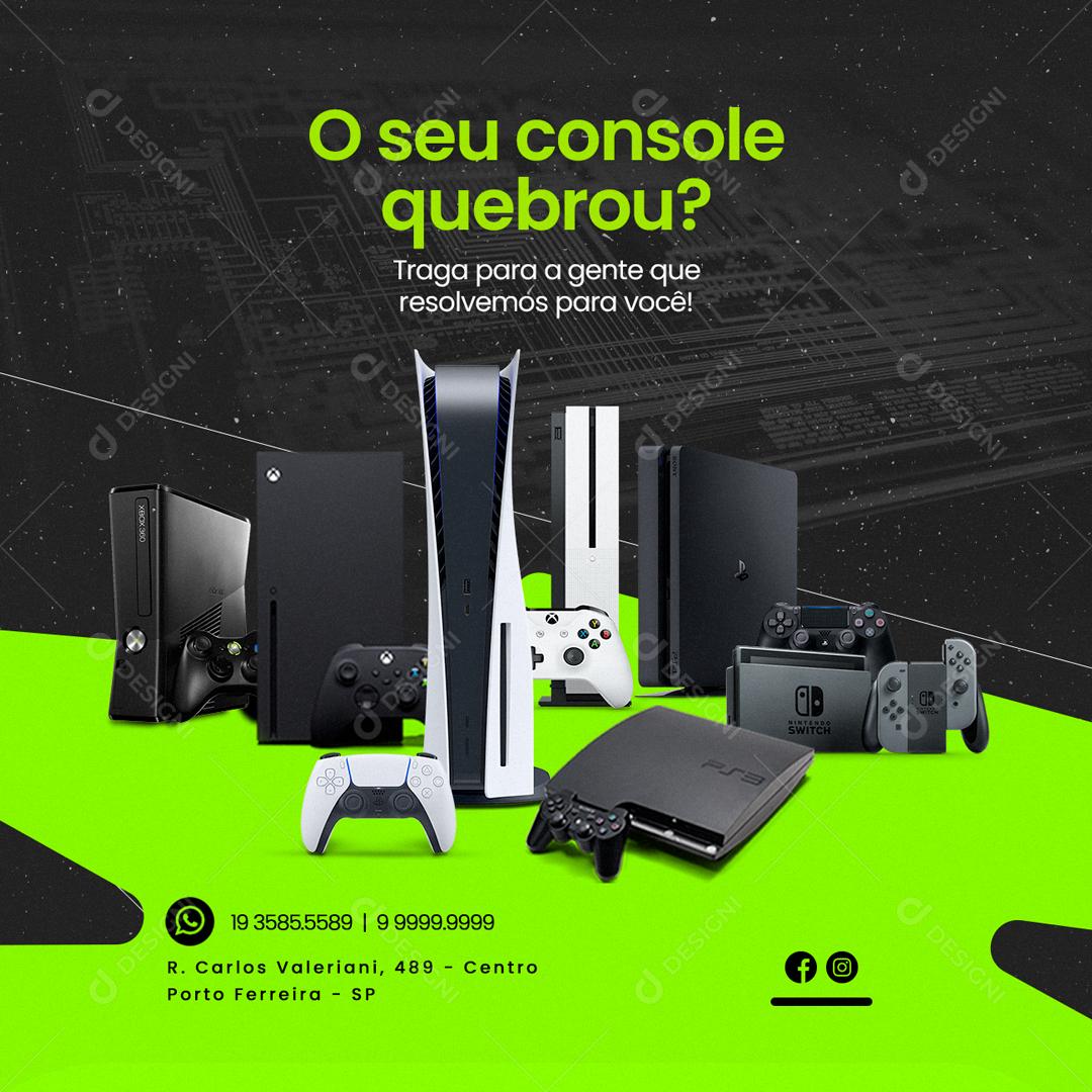 Social Media Eletrônicos O Seu Console Quebrou PSD Editável