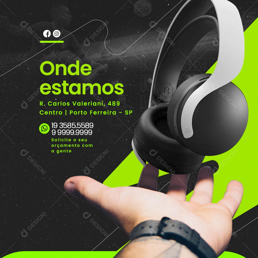 Social Media Eletrônicos Onde Estamos Localização PSD Editável