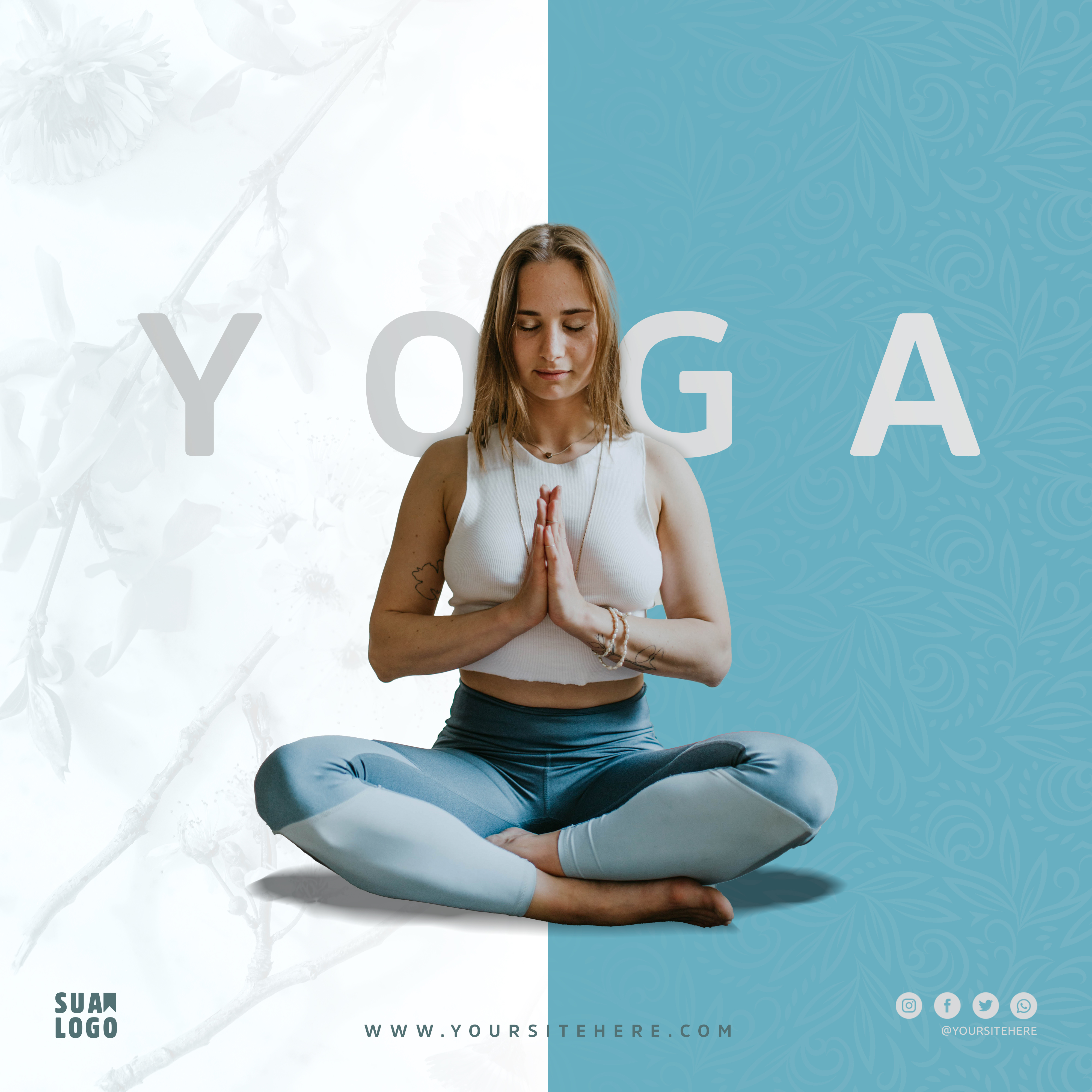 Aluas De Yoga Faça Um Mês De Graça Social Media PSD Editável